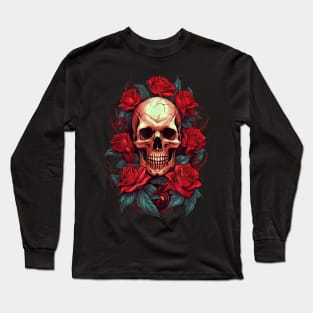 Rose Skeleton - Skull Hand Red - Flower rose Long Sleeve T-Shirt